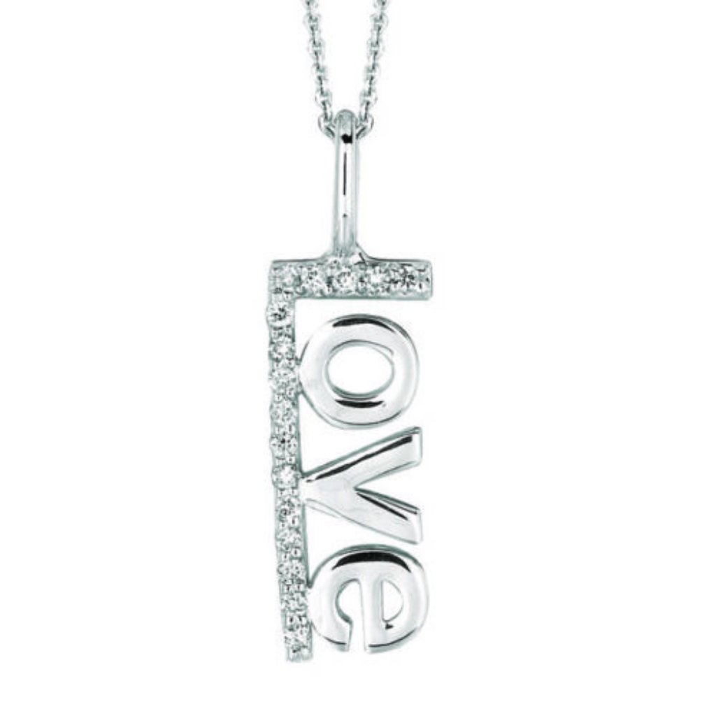 0.10 Carat Natural Diamond Love Necklace Pendant